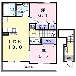 パルクレール 2LDKの間取図画像