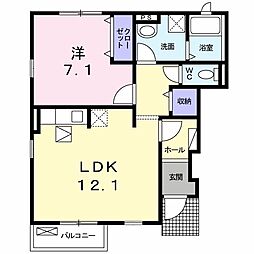 エストR 1LDKの間取図画像