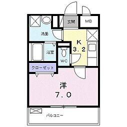 ウィステリア 1Kの間取図画像