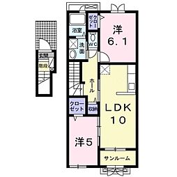 リュミエール・デュ・ソレイユA 2LDKの間取図画像