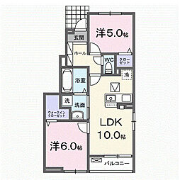 グランベルガーデン 2LDKの間取図画像