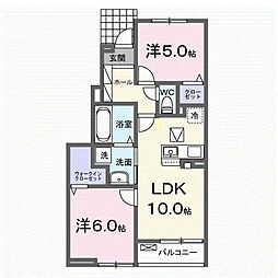 グランベルガーデン 2LDKの間取図画像