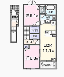 リアン・ノード 2LDKの間取図画像