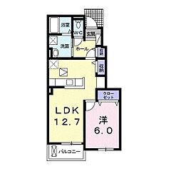 カーサルーチェB 1LDKの間取図画像