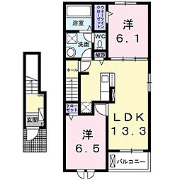 (仮称)豊年アパートA 2LDKの間取図画像