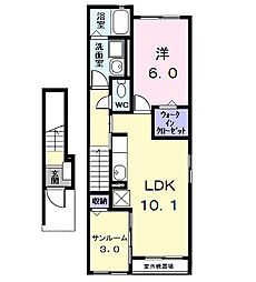 シュエット松ノ木 1LDKの間取図画像