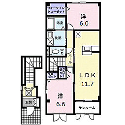 ベルコリーヌA 2LDKの間取図画像