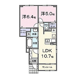 ステイズ 河合 2LDKの間取図画像