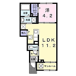 サンフルールII 1LDKの間取図画像