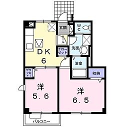 エーデル 2DKの間取図画像
