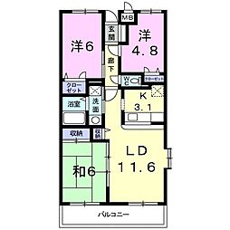 サンパティークレジダンス 3LDKの間取図画像