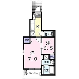 プレジール冨士 1SKの間取図画像