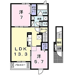 プレステージ2 2LDKの間取図画像