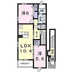 モカ・ロールC 2LDKの間取図画像