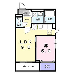 ヒカルサ大阪南恩加島 1LDKの間取図画像