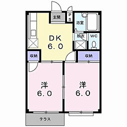 パークサイドP2 2DKの間取図画像