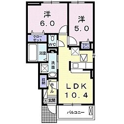 ハピネスコート 2LDKの間取図画像