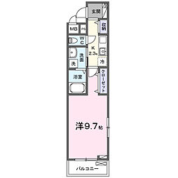 ヒカルサ川口里 1Kの間取図画像