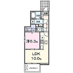 リヴェール響 1LDKの間取図画像