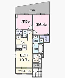 下瓦屋1丁目アパート(027796401) 2LDKの間取図画像