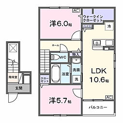 パーシモンIII 2LDKの間取図画像