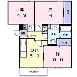 ヴェスタイン盾津 3DKの間取図画像
