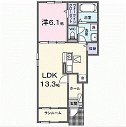 ラポールA 1LDKの間取図画像