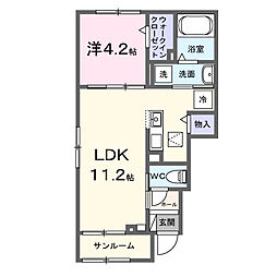 ラポールB 1LDKの間取図画像