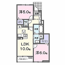 稲吉4丁目アパート(028452802) 2LDKの間取図画像