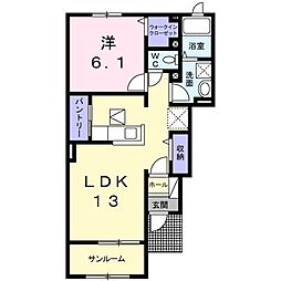ラヴィータ1 1LDKの間取図画像