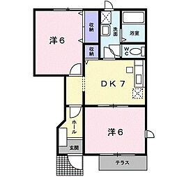 エクセル3 2DKの間取図画像