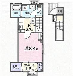 レガリア駅東 1Kの間取図画像