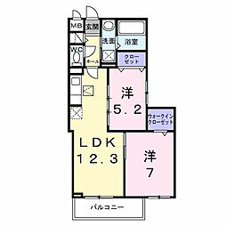 巽西3丁目アパート(028556001) 2LDKの間取図画像