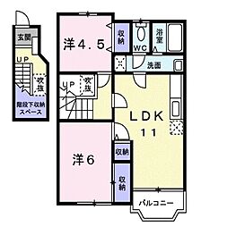 ツインクレストA 2LDKの間取図画像