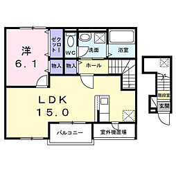 東村山市久米川町4丁目アパート 1LDKの間取図画像