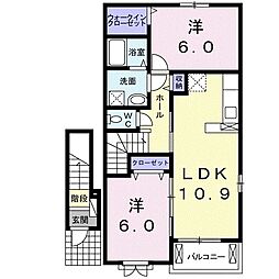 プリマヴェ−ラ　Ｋ 2階2LDKの間取り