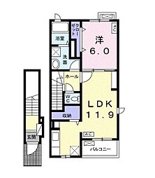 ミル・ボヌール 1LDKの間取図画像