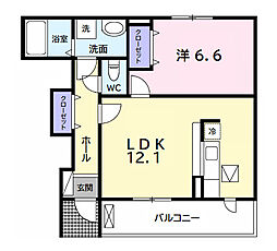 カーサ・グラード 1LDKの間取図画像
