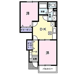 グレイスフジ 2DKの間取図画像