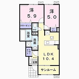 ファミールリュウガミ 2LDKの間取図画像