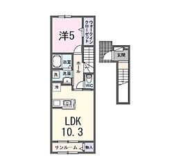 ペニーレイン 1LDKの間取図画像