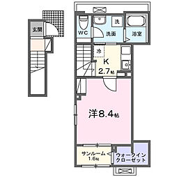 レスプランドール 1Kの間取図画像