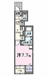 西条町御薗宇アパート A 1Kの間取図画像