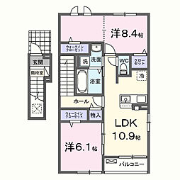 ルーチェ ウシザワ A 2LDKの間取図画像