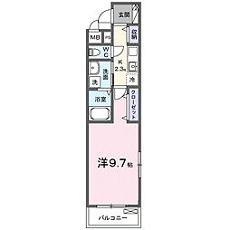 ヒカルサ加古川別府 1Kの間取図画像