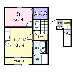プラシード エイワン 1LDKの間取図画像