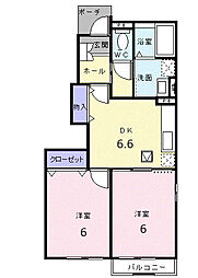 ヒルトップビューB 2DKの間取図画像