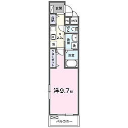 ヒカルサ静岡田町 1Kの間取図画像