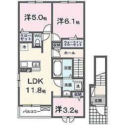 シンシア甲南II 3LDKの間取図画像