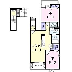 ラメール富山 2LDKの間取図画像